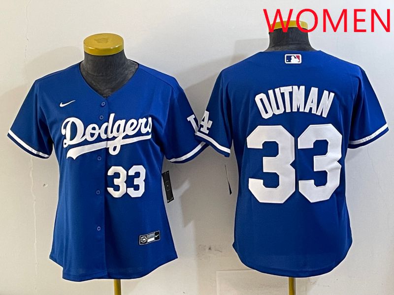 Women Los Angeles Dodgers #33 Outman Blue Game 2025 Nike MLB Jersey style 11->women mlb jersey->Women Jersey